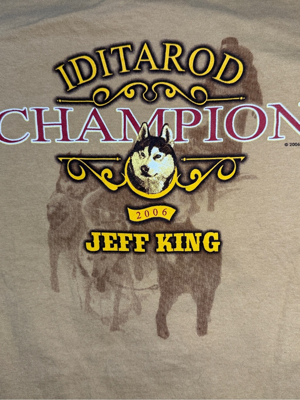 2006 Iditarod Champion Jeff King T Shirt Anvil XL Alaska Sled Dog Race